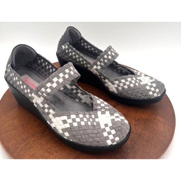 BARETRAP Ursula Size 8M Wedge Basket Weave Woven Mary Jane Shoes Slip On Casual - Picture 2 of 13